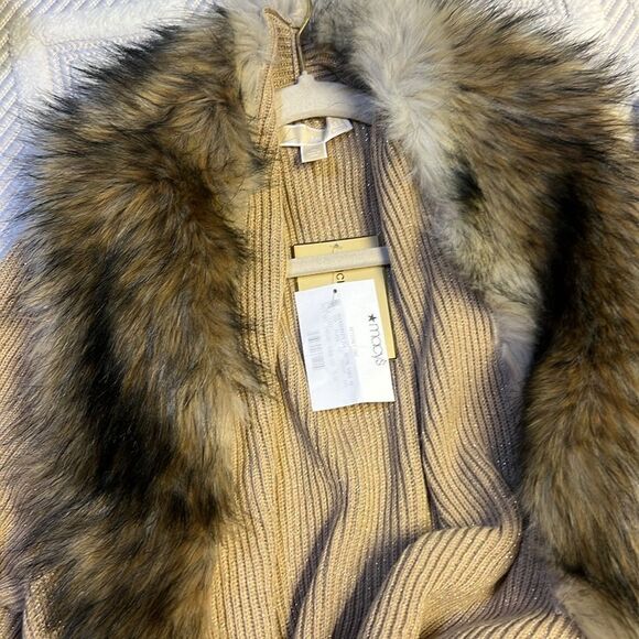 MICHAEL KORS - Glitter Cardigan with Fur Neckline - Picture 1 of 8